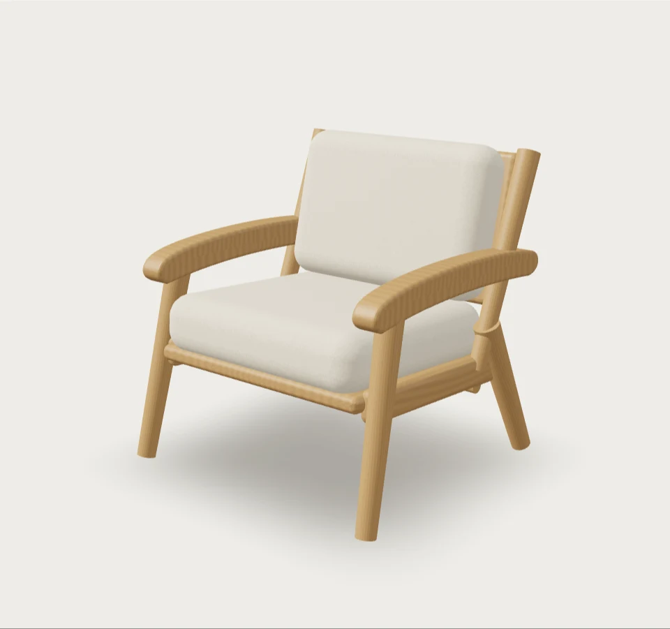 Still Lounge Chair in natural oak with ivory bouclé